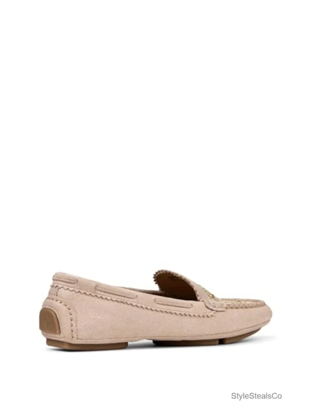 Suede Driver-Style Loafer with Metal Studs and Memory Foam